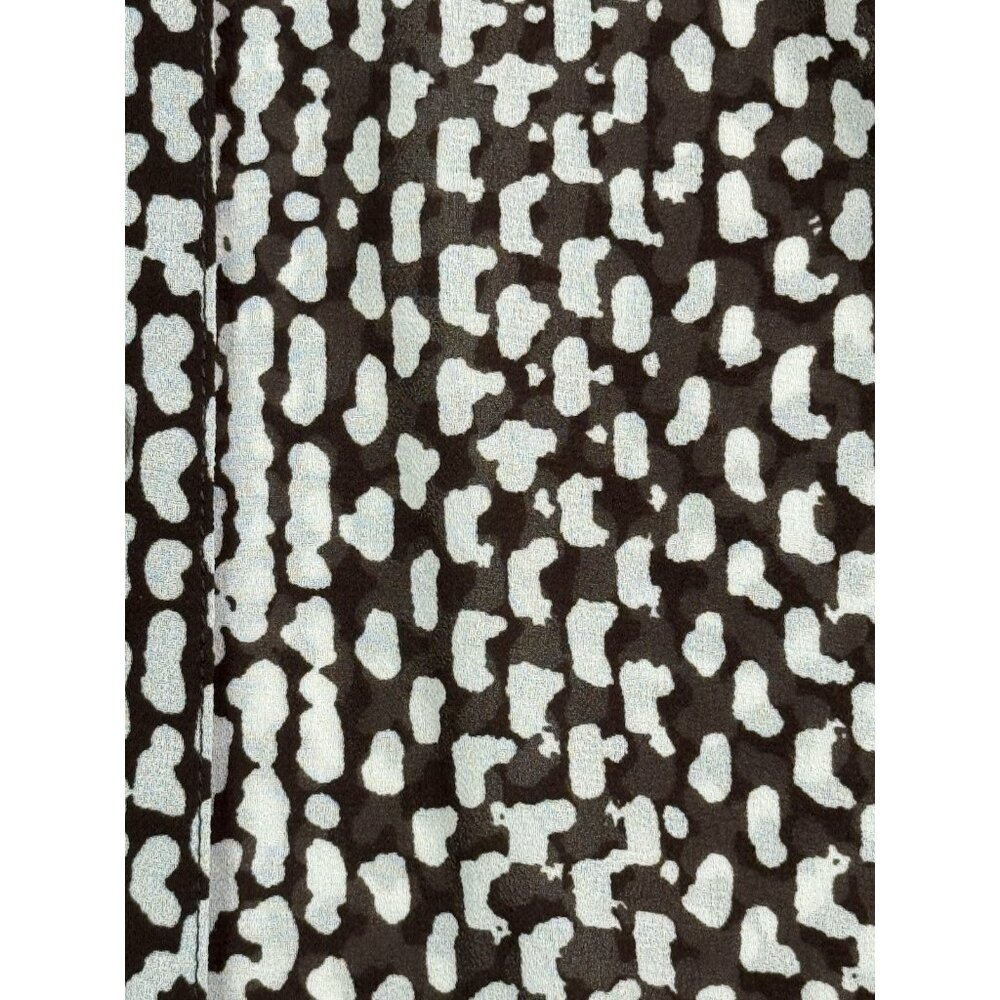 MICHAEL KORS Sheer Blouse Tunic Brown/White Roll-Tab Sleeve Button‎ Down NWT 1X - Picture 4 of 9